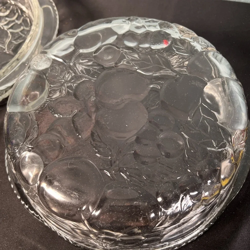 Libbey ORCHARD FRUIT Clear Glass 3 QT Round Casserole Baking Dish, Pie Plate Lid